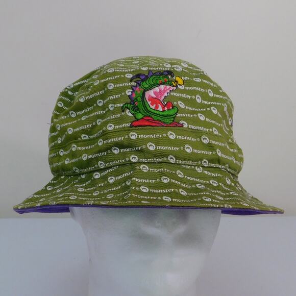Monster dot com All Over Print Bucket Hat OSFA Green Embroidered Promo - Picture 1 of 8